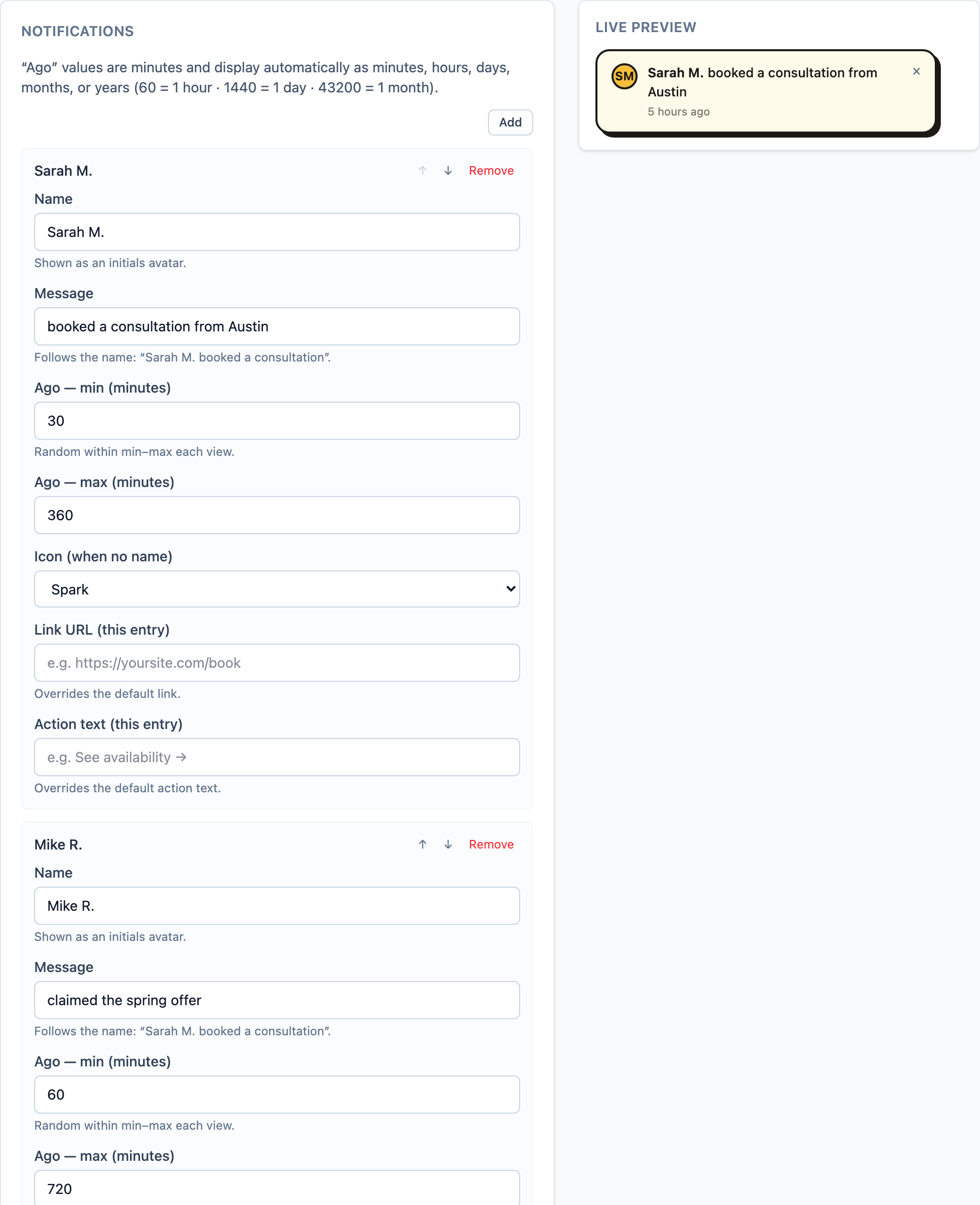 A social-proof notification as a visitor sees it